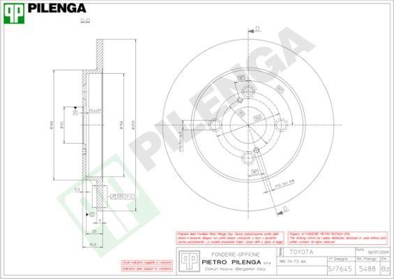 Pilenga 5488 Rear brake disc, non-ventilated 5488: Buy near me in Poland at 2407.PL - Good price!