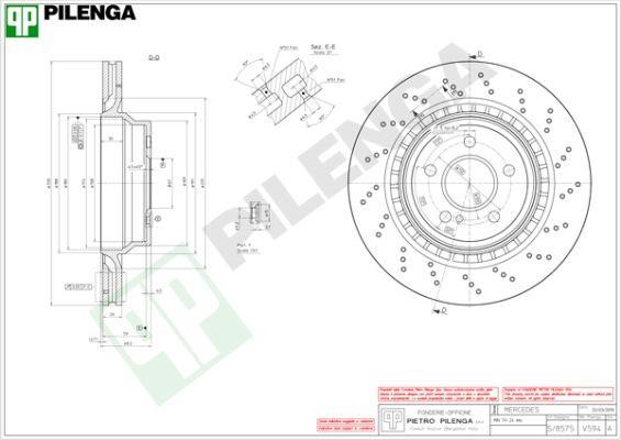 Pilenga V594 Тормозной диск задний вентилируемый V594: Отличная цена - Купить в Польше на 2407.PL!