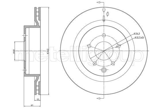 Fri.tech BD1627 Rear ventilated brake disc BD1627: Buy near me in Poland at 2407.PL - Good price!