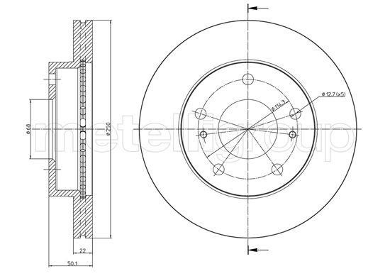 Fri.tech BD0788 Front brake disc ventilated BD0788: Buy near me at 2407.PL in Poland at an Affordable price!