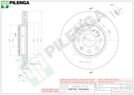 Pilenga V046 Тормозной диск передний вентилируемый V046: Отличная цена - Купить в Польше на 2407.PL!