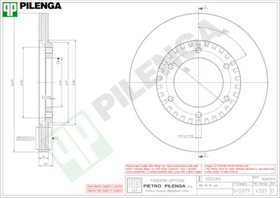 Pilenga V321 Тормозной диск передний вентилируемый V321: Отличная цена - Купить в Польше на 2407.PL!