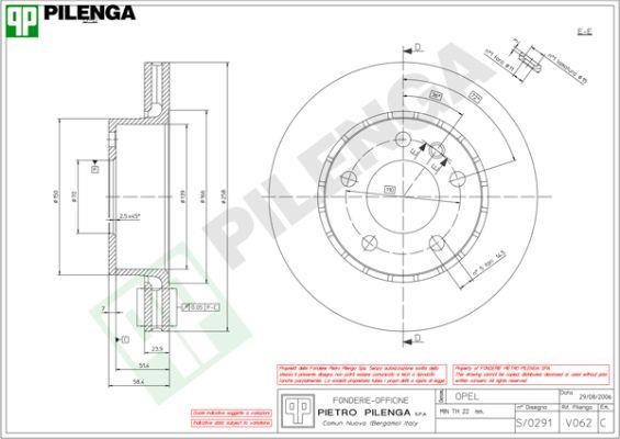 Pilenga V062 Тормозной диск передний вентилируемый V062: Отличная цена - Купить в Польше на 2407.PL!