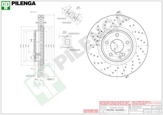 Pilenga V1015 Front brake disc ventilated V1015: Buy near me in Poland at 2407.PL - Good price!