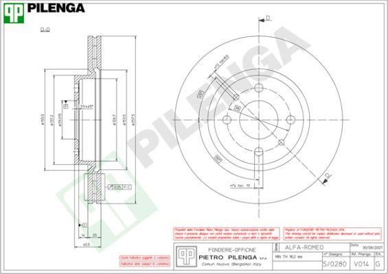 Pilenga V014 Тормозной диск передний вентилируемый V014: Отличная цена - Купить в Польше на 2407.PL!