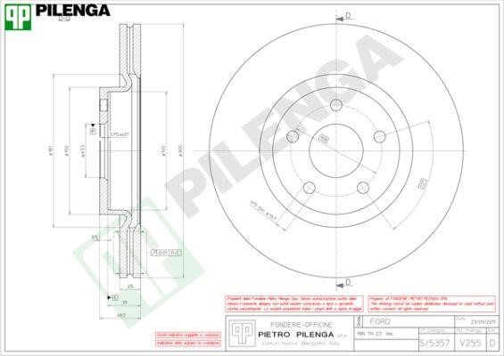 Pilenga V255 Тормозной диск передний вентилируемый V255: Отличная цена - Купить в Польше на 2407.PL!