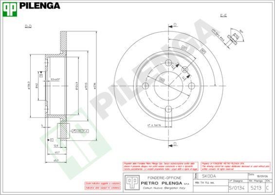 Pilenga 5213 Тормозной диск передний невентилируемый 5213: Отличная цена - Купить в Польше на 2407.PL!