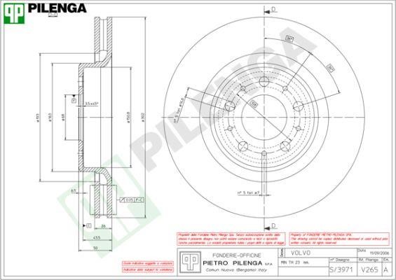 Pilenga V265 Тормозной диск передний вентилируемый V265: Отличная цена - Купить в Польше на 2407.PL!