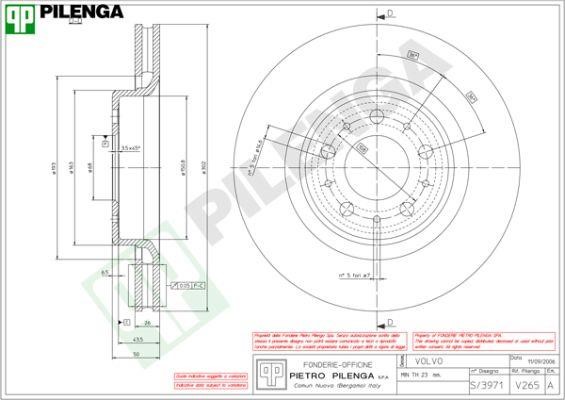 Pilenga V265 Wentylowana przednia tarcza hamulcowa V265: Dobra cena w Polsce na 2407.PL - Kup Teraz!