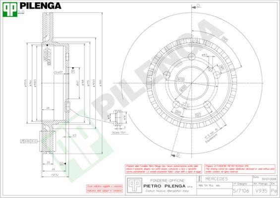 Pilenga V935 Тормозной диск задний вентилируемый V935: Отличная цена - Купить в Польше на 2407.PL!