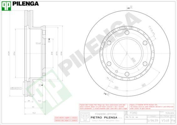 Pilenga V548 Диск гальмівний передній вентильований V548: Купити у Польщі - Добра ціна на 2407.PL!
