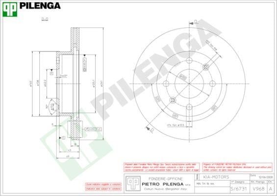 Pilenga V968 Тормозной диск передний вентилируемый V968: Отличная цена - Купить в Польше на 2407.PL!