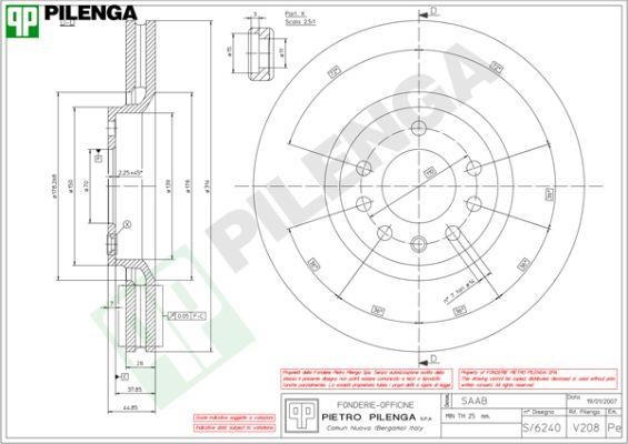 Pilenga V208 Innenbelüftete Bremsscheibe vorne V208: Kaufen Sie zu einem guten Preis in Polen bei 2407.PL!