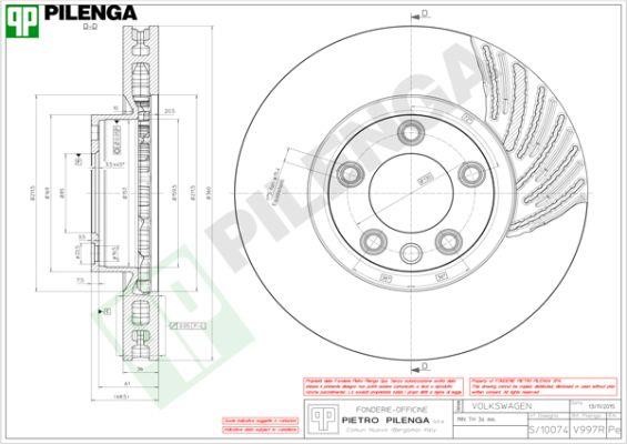 Pilenga V997R Тормозной диск передний вентилируемый V997R: Отличная цена - Купить в Польше на 2407.PL!