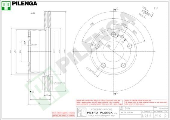 Pilenga V110 Диск гальмівний передній вентильований V110: Приваблива ціна - Купити у Польщі на 2407.PL!