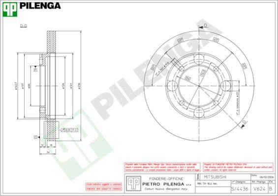 Pilenga V624 Диск гальмівний передній вентильований V624: Приваблива ціна - Купити у Польщі на 2407.PL!