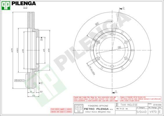 Pilenga V970 Front brake disc ventilated V970: Buy near me in Poland at 2407.PL - Good price!