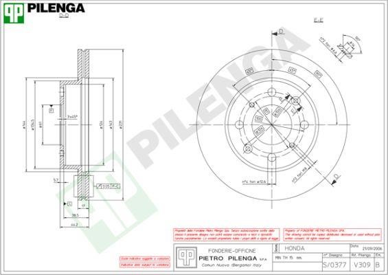 Pilenga V309 Диск гальмівний передній вентильований V309: Приваблива ціна - Купити у Польщі на 2407.PL!