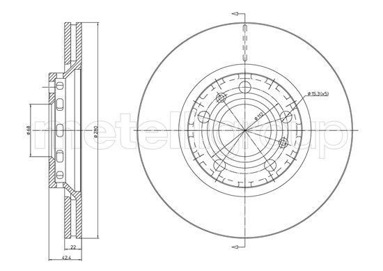 Fri.tech BD1623 Wentylowana tarcza hamulcowa z tyłu BD1623: Atrakcyjna cena w Polsce na 2407.PL - Zamów teraz!