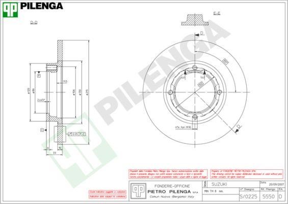 Pilenga 5550 Тормозной диск передний невентилируемый 5550: Отличная цена - Купить в Польше на 2407.PL!