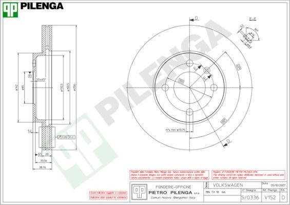 Pilenga V152 Тормозной диск передний вентилируемый V152: Отличная цена - Купить в Польше на 2407.PL!