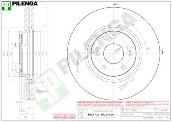 Pilenga V541 Тормозной диск передний вентилируемый V541: Отличная цена - Купить в Польше на 2407.PL!