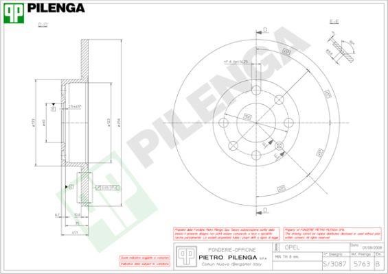 Pilenga 5763 Тормозной диск передний невентилируемый 5763: Отличная цена - Купить в Польше на 2407.PL!
