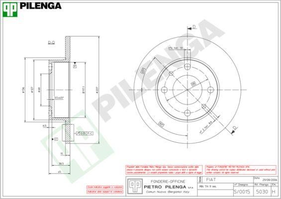 Pilenga 5030 Тормозной диск передний невентилируемый 5030: Отличная цена - Купить в Польше на 2407.PL!