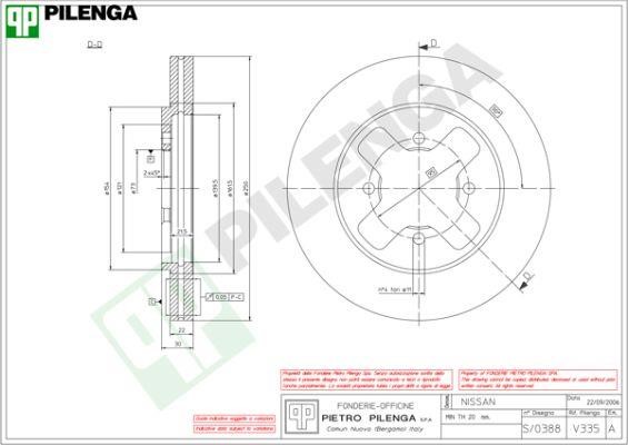 Pilenga V335 Тормозной диск передний вентилируемый V335: Отличная цена - Купить в Польше на 2407.PL!