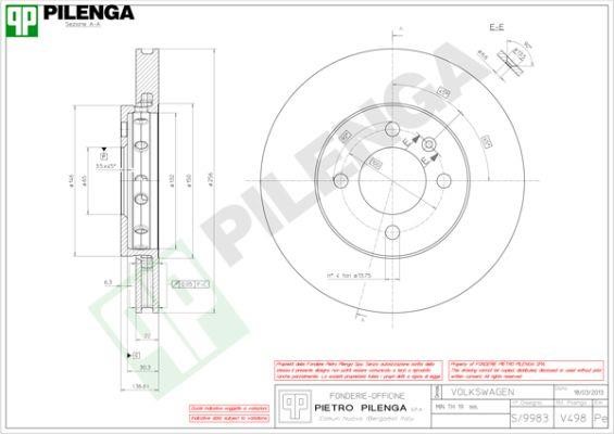 Pilenga V498 Диск гальмівний передній вентильований V498: Купити у Польщі - Добра ціна на 2407.PL!