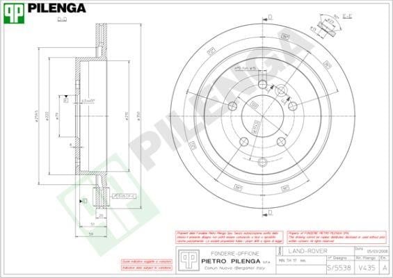 Pilenga V435 Тормозной диск задний вентилируемый V435: Купить в Польше - Отличная цена на 2407.PL!
