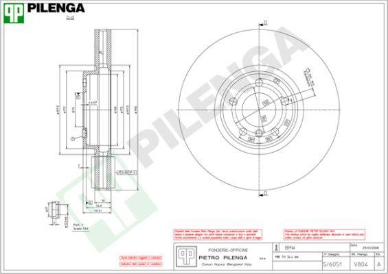 Pilenga V804 Тормозной диск передний вентилируемый V804: Отличная цена - Купить в Польше на 2407.PL!