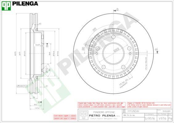 Pilenga V976 Диск гальмівний передній вентильований V976: Приваблива ціна - Купити у Польщі на 2407.PL!