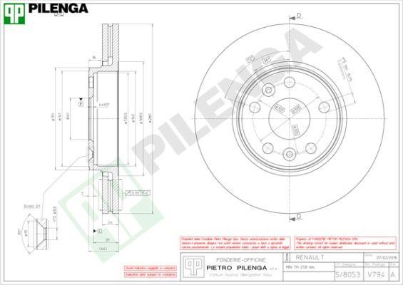 Pilenga V794 Innenbelüftete Bremsscheibe vorne V794: Kaufen Sie zu einem guten Preis in Polen bei 2407.PL!