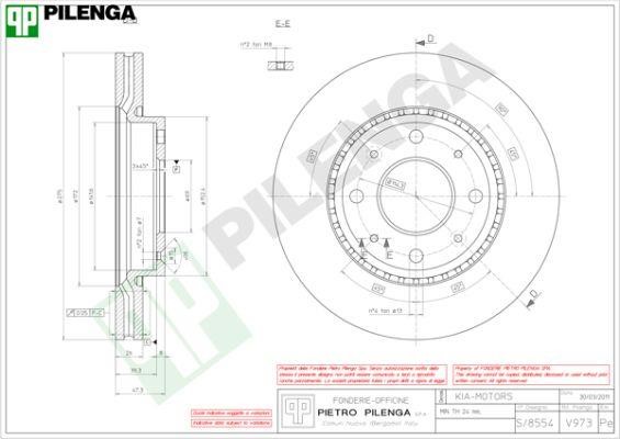 Pilenga V973 Front brake disc ventilated V973: Buy near me in Poland at 2407.PL - Good price!