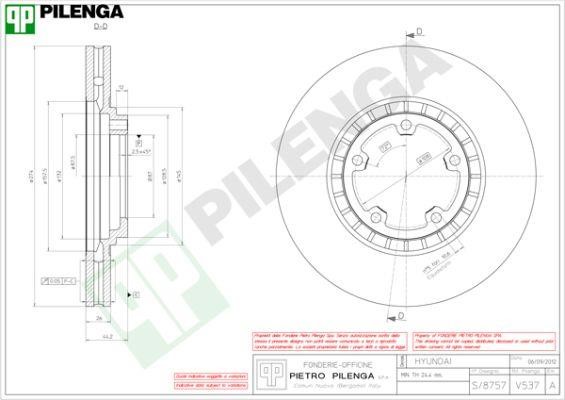 Pilenga V537 Тормозной диск передний вентилируемый V537: Купить в Польше - Отличная цена на 2407.PL!