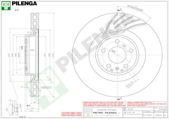 Pilenga V846 Front brake disc ventilated V846: Buy near me in Poland at 2407.PL - Good price!
