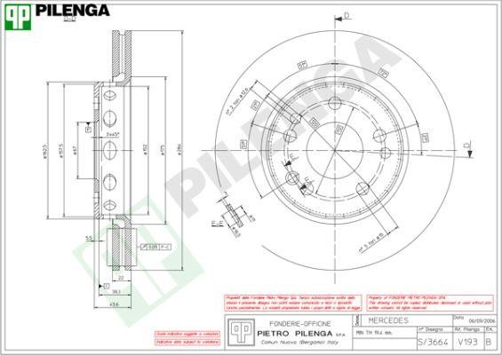 Pilenga V193 Front brake disc ventilated V193: Buy near me in Poland at 2407.PL - Good price!