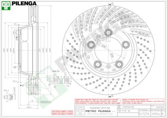 Pilenga V904L Тормозной диск передний вентилируемый V904L: Отличная цена - Купить в Польше на 2407.PL!
