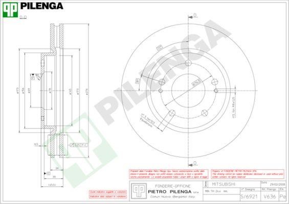 Pilenga V636 Тормозной диск передний вентилируемый V636: Купить в Польше - Отличная цена на 2407.PL!
