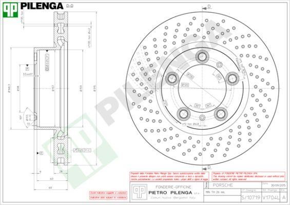 Pilenga V1704L Front brake disc ventilated V1704L: Buy near me in Poland at 2407.PL - Good price!