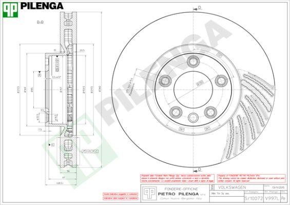 Pilenga V997L Тормозной диск передний вентилируемый V997L: Отличная цена - Купить в Польше на 2407.PL!