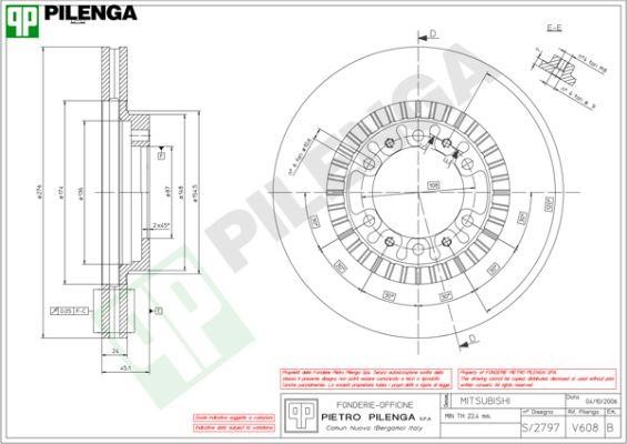 Pilenga V608 Диск гальмівний передній вентильований V608: Приваблива ціна - Купити у Польщі на 2407.PL!