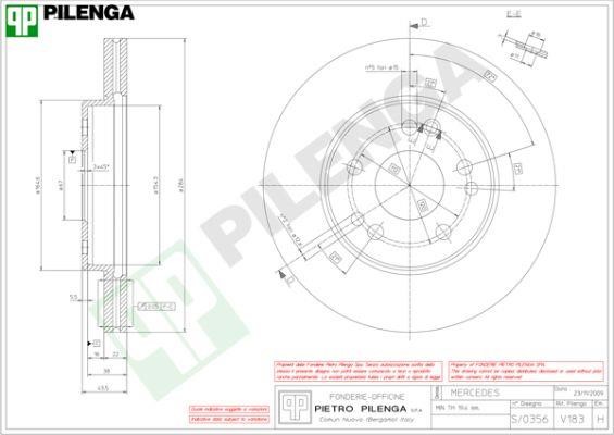 Pilenga V183 Тормозной диск передний вентилируемый V183: Отличная цена - Купить в Польше на 2407.PL!