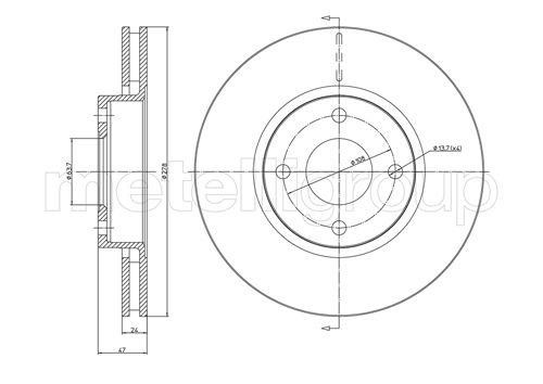 Fri.tech BD0501 Front brake disc ventilated BD0501: Buy near me in Poland at 2407.PL - Good price!