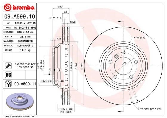 Breco BS 8803 Тормозной диск передний вентилируемый BS8803: Отличная цена - Купить в Польше на 2407.PL!