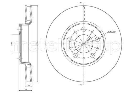 Fri.tech BD0804 Front brake disc ventilated BD0804: Buy near me in Poland at 2407.PL - Good price!