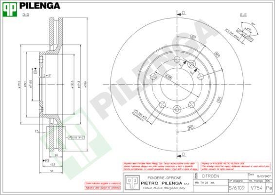 Pilenga V754 Front brake disc ventilated V754: Buy near me in Poland at 2407.PL - Good price!