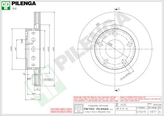 Pilenga V877 Диск гальмівний задній вентильований V877: Приваблива ціна - Купити у Польщі на 2407.PL!