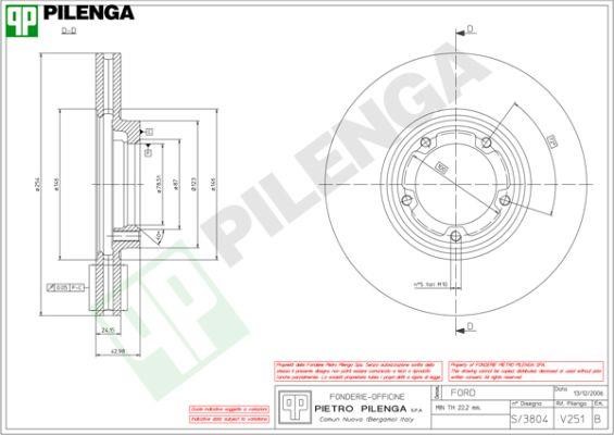 Pilenga V251 Front brake disc ventilated V251: Buy near me in Poland at 2407.PL - Good price!